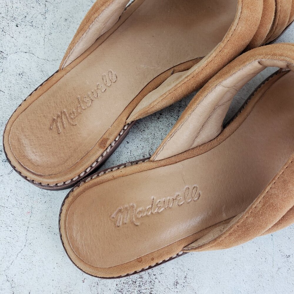 Madewell The Skyler Slide Sandal in Suede Cognac Brown size 7.5 Leather Casual - Picture 6 of 15